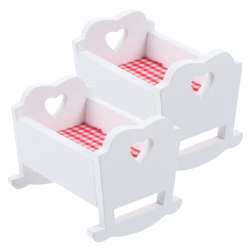 MILISTEN 2 Stück Mini Holz Babybett Miniatur Puppenhaus Möbel Stilvolles und Langlebiges Design für Kreative Spielwelten für Kinderzimmerdekoration und Rollenspiele von Milisten
