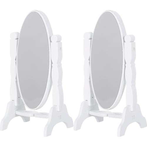 MILISTEN 2 Stück Retro-Miniatur-Kosmetikspiegel, Puppenhaus, Maßstab 1:12, Standspiegel für Puppenhauszubehör und Bastelmöbel, Weiß von Milisten