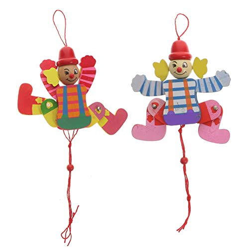 MILISTEN 2 Stück Teiliges Holz Marionetten Puppenspielzeug Clown Marionette mit Zugfaden für Fingerfertigkeit Interaktives Theater Eltern Junge Mädchen Spiel Gemischte Farben von Milisten