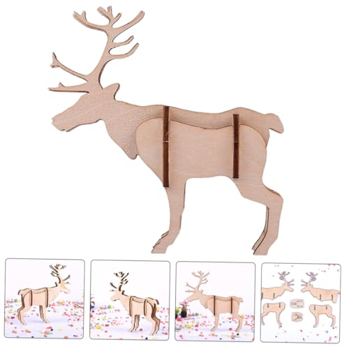 MILISTEN 2 Stück Teiliges Holzbausatz DIY Hirsch Puzzle Modell aus Langlebigem Holz Pädagogisches Steckspielzeug für Hand Auge Koordination und Kreativen Dekoration von Milisten