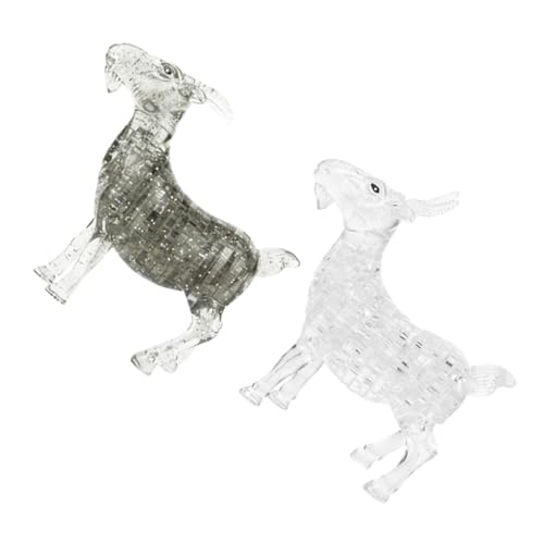 MILISTEN 2 Stück Teiliges Puzzle Ziegenskulptur Moderne Graue und Transparente Tischdekoration Detaillierte Tierfigur für Wohnzimmer Büro und Zuhause Kreatives DIY Ornament von Milisten