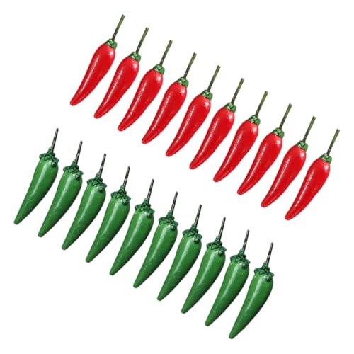 MILISTEN 20 Stück Mini Fake Chili Peppers Künstliche Chili Paprika aus Harz Realistische Mini Gemüse Dekoration für Puppenhäuser Küchendekor und Festlichkeiten für Kreative Präsentationen von Milisten