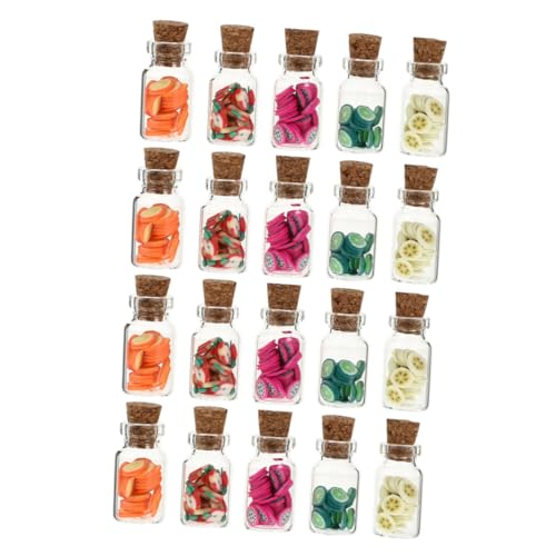 MILISTEN 20 Stück Mini -lebensmittelzubehör Miniatur-obstflasche Miniaturen Mini-küchenornamente Dolly House Obstkrug Essensspielset Mikro-Layout-Dekorationen Puppenhaus-Ornamente Glas von Milisten