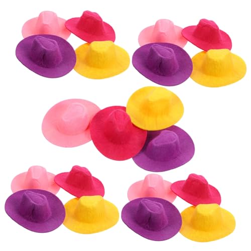 MILISTEN 20 Stück Teiliges Miniatur Cowboy Hüte Bunte Mini Party Dekoration Handgefertigte DIY Puppenhüte Vielseitig für Bastelprojekte und Puppenzubehör Farbenfrohe Stoffmaterialien von Milisten