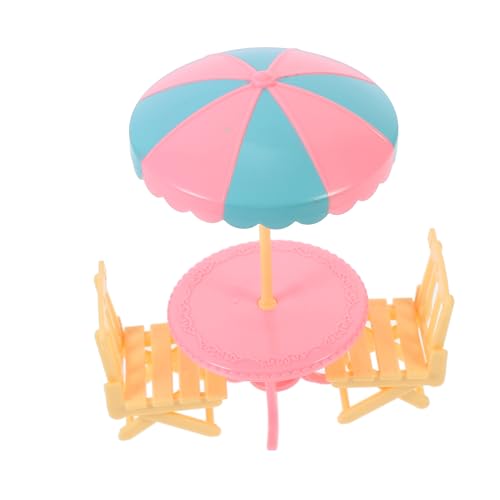 MILISTEN Kleiner Strandstuhl Spielzeug 2 Stück Miniatur Strandmöbel mit Sonnenschirm für Puppenhaus Dekoration von Milisten