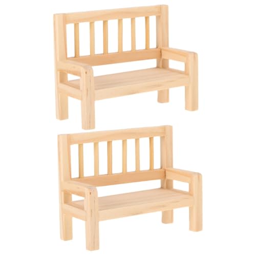 Milisten 2stücke Mini Holzbank Modell Puppenhaus Möbel Deko Miniatur Sitzbank Für Mikro-landschaften Und Schlafzimmeraccessoires von Milisten