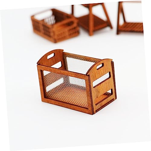 MILISTEN 2st Zubehör Für Puppenhausmodelle Mini-hausverzierungen Miniatur-blumenkorb Puppenhaus Wäschekorb Tischdekoration Mini-hausschmuck Möbel Schüttgut Holz Milchkiste von Milisten