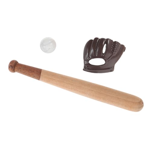 MILISTEN 3 Sätze Miniatur Baseball für Puppenhaus Dekorative Mini Baseballschläger Ball und Handschuh Langlebige Miniatur-sportfiguren für Sammler Bastelprojekte und Lernspielzeug von Milisten