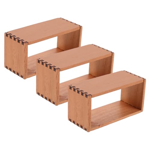 MILISTEN 3 Stück Mikrospeicherschrank Miniaturbuchregal für Puppen Miniatur-Bücherregal Miniaturregalpuppenhaus Küchenzubehör Puppenhaus Bücherregal Mini-Puppenstubenregal hölzern Beige von Milisten