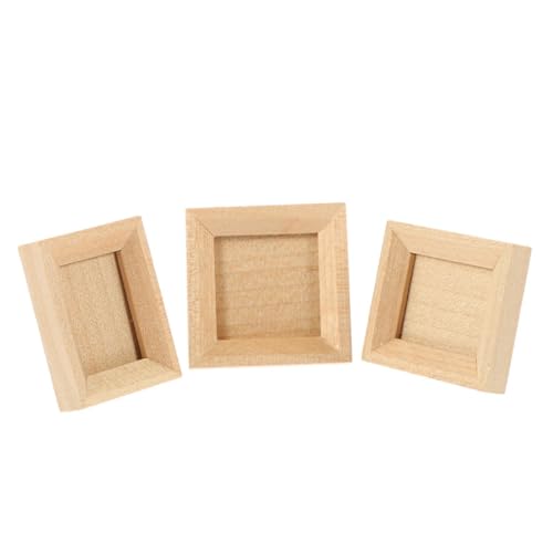MILISTEN 3 Stück Puppenhaus-fotorahmen Holz Klein Mini Puppenhausdekor Fotorahmen-Modell Puppenhaus Bilderrahmen Mikro-fotorahmen Beige von Milisten