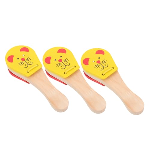 MILISTEN 3 Stück Teiliges Holz-klappspielzeug mit Tiermotiven Leichtes Instrument für Kleinkinder Ergonomisch Geformt für Kleine Hände Fördert Feinmotorik und Frühe Musikalische Bildung von Milisten