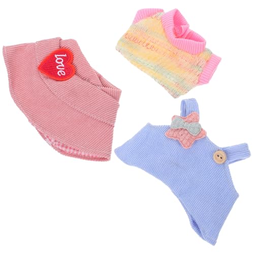 MILISTEN 3 Stück Teiliges Puppenkleider-Set für Puppen Niedliche Outfits mit Herz-mütze T-Shirt und Latzhose Weiche Stoffe Einfach Anzuziehen für Puppenhausdekoration und Kinderspielzeug von Milisten