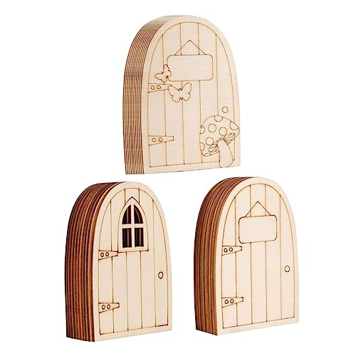 MILISTEN 30Stücke DIY Holz Tür Ornament Teiliges Holzdekor für Puppenhäuser Fenster und Pilzdesign für Kreative Bastelprojekte und Miniaturdekorationen von Milisten