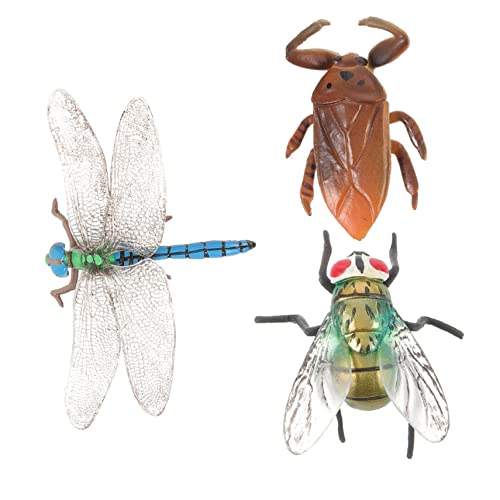 MILISTEN 3St simulierte Insekten realistische Figurenkunst Libellenspielzeug Garten Modelle Stabinsektenspielzeug Plastikkäfer und Insekten für Kinder Frosch Ornamente von Milisten