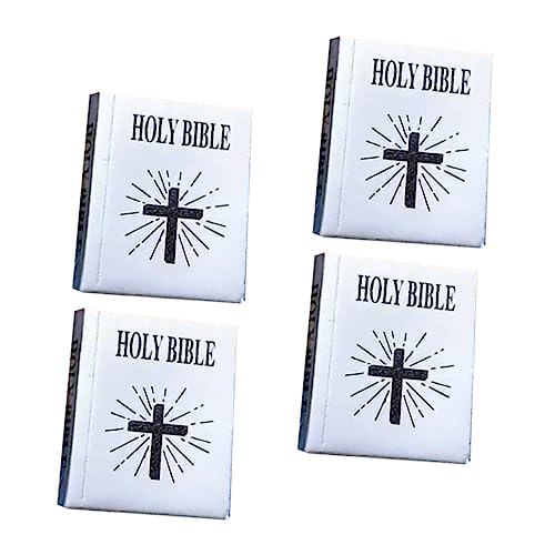 MILISTEN 4 Stück Mini Bibelbuch Miniatur Winzig Puppe DIY Bücher Mini Kinderbuch Mini-Buch- Bibel-Accessoire Kleine Bibel-tabs Bibel Mini-bibelbuch Mikrobibel Silber Papier von Milisten