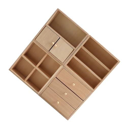 MILISTEN 4 Stück Miniaturmöbel aus Massivem Holz Realistischer DIY Puppenhaus Schrank und Bücherregal Detailgetreue Side Cabinets für Kreative Miniaturszenen Pädagogisch von Milisten