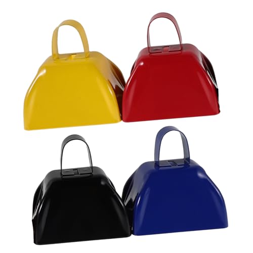 MILISTEN 4 Stück Teiliges Kleine Metallische Kuhglocken mit Ergonomischem Griff Lauter Hand Schallmacher für Sportveranstaltungen Partys und Outdoor Feiern Langlebig und Komfortabel von Milisten