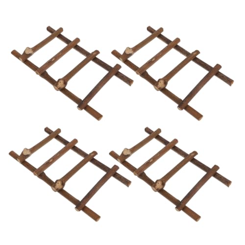 MILISTEN 4 Stück Teiliges Miniatur Natürliche Mini Leiter für Puppenhausmöbel Stabile Handwerksleiter für DIY Micro Landschaftsdekor und Kreative Mini Garten Accessoires von Milisten