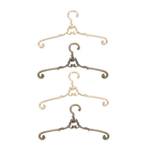 MILISTEN 4 Stücke Teiliges Mini Puppenkleiderbügel Vintage Stil Metallhaken Dekorativer Puppenhaus Zubehör für Puppenkleidung Aufbewahrung und DIY Basteln Gold und Kupferfarben von Milisten
