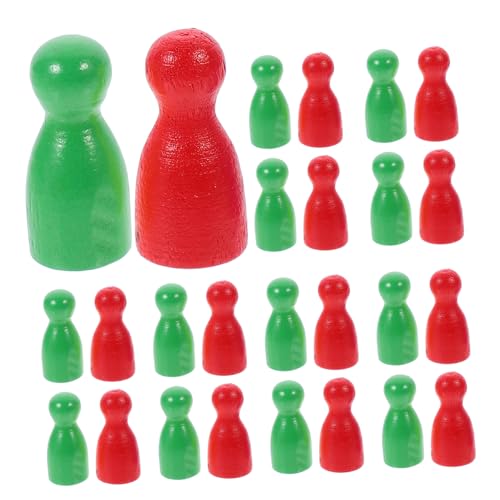 MILISTEN 48 Stück Holzspielfiguren für Brettspiele Menschliche Form Ersatzspielsteine für Schach und Gesellschaftsspiele Zubehör Rot und Grün von Milisten