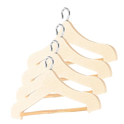 MILISTEN 4Stücke Kleiderbügel aus Holz für Puppen Stabil und Sicher zur Organisation der Puppenkleidung im Puppenhaus Mini Kleiderbügel für Modelle von Milisten