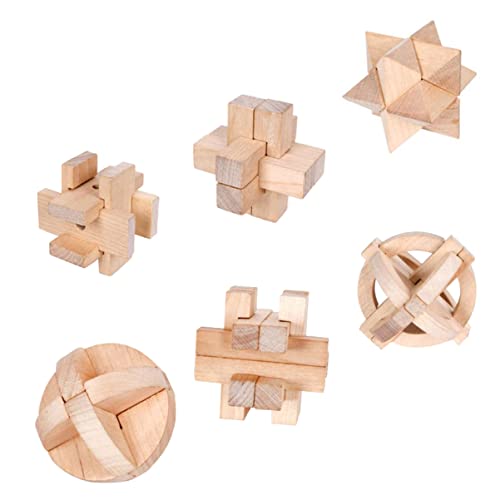 MILISTEN 6 Stück Kongming Lock Interlocking Puzzle Intellektuelles Puzzle Entwirrungsschlüssel Entriegelungsspielzeug Kinderspielzeug Entriegelungsspiel Interlock Spiel Holz von Milisten