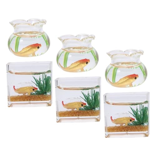 MILISTEN 6 Stück Maßstab Mini Aquarium Schale Goldfischbecken für Puppenhaus Dekoration Tischlandschaft Zufällige Farben Zufällige Farbe von Milisten
