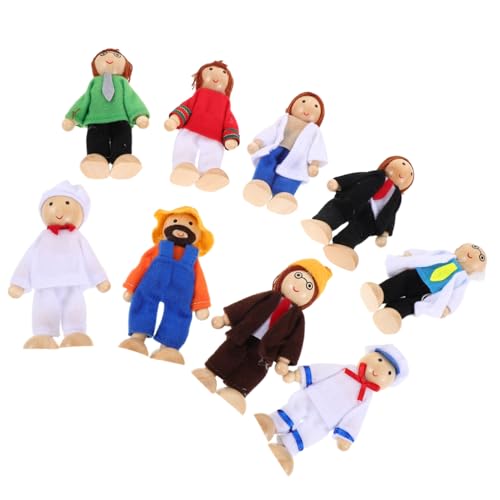 MILISTEN 9 Stück Holz Minifiguren Drehbare Figur Strumpffüller Rollenspielfiguren Stoffkleidung Puppen Holzpuppenhaus Menschen Fantasievolle Spielfiguren Mini von Milisten