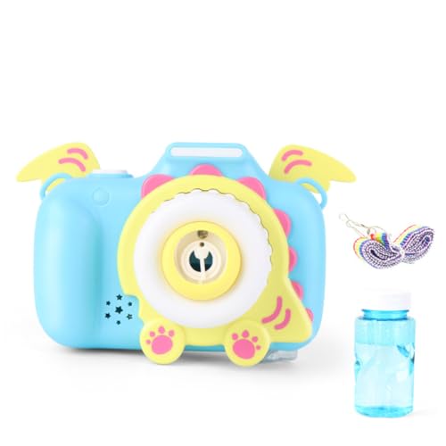 MILISTEN Automatische Dinosaurier Seifenblasenmaschine mit Licht Musik Kinderfreundliches Cartoon Kamera Design Batteriefrei Seifenblasenwasser für Outdoor Spiel Party Jungen Mädchen Blau von Milisten