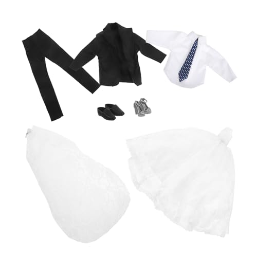 MILISTEN Brautpuppe Kleidung mit Weißem Brautkleid und Bräutigam Anzug Hochzeitsoutfit für Puppen Enthält Schuhe für Geburtstag Party Rollenspiel MILISTEN Brautpuppe Kleidung mit Weißem Brautkleid und Bräutigam Anzug Hochzeitsoutfit für Puppen Enthält Schuhe für Geburtstag Party Rollenspiel von Milisten