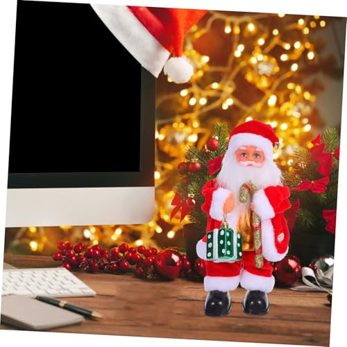 MILISTEN Elektrische Weihnachtsmann Figur mit Musik und Beweglichen Lustiges Weihnachts für Festliche Deko für Tisch Regal und Familienfeiern Geschenkidee Weihnachten von Milisten