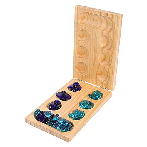 MILISTEN Faltbares Mancala Brettspiel aus Holz mit Edelsteinen Klappbar Intelligentes Strategiespiel für Familie und Fördert Gedächtnis und Hand Auge Koordination Denkspiel von Milisten