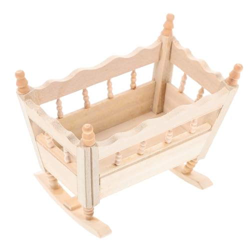 MILISTEN Holzbett für Puppenhaus Handgefertigtes Mini Babybett aus Holz Kreatives Zubehör für Puppenhausmöbel Dekorative im Natürlichen Farbton für Sammler MILISTEN Holzbett für Puppenhaus Handgefertigtes Mini Babybett aus Holz Kreatives Zubehör für Puppenhausmöbel Dekorative im Natürlichen Farbton für Sammler von Milisten