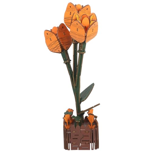 MILISTEN Holzblumen zum Basteln: Tulpen-Bausteinset aus Holz – 3D-Puzzle-Bastelset zum Dekorieren mit Pflanzenmotiven – Kreatives Zusammenbauen von Holzblumen von Milisten