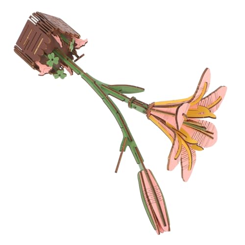 MILISTEN Holzpuzzle Blumenstrauß Holzpuzzle Set 3D Holzlilie Lilie Kunstblume Botanisches Bastelpuzzle Für Geburtstagsstrauß Set von Milisten