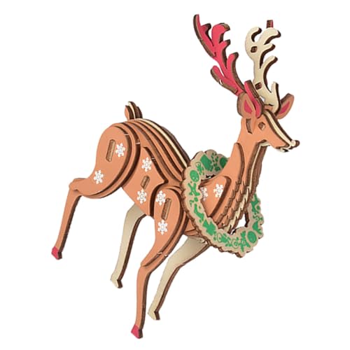 MILISTEN Holzpuzzle Weihnachtsrentier für Kreatives DIY Puzzle zur Weihnachtszeit Fördert Familienengagement und Festliche Deko Holzspielzeug für Unvergessliche von Milisten