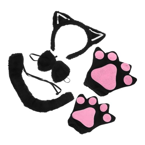 MILISTEN Katzenohren Haarreif mit Schwarzem Choker und Weichen Cosplay Handschuhen Kuscheliges Plüschmaterial Leichtes Halloween Kostüm Zubehör für Damen Karneval Party von Milisten