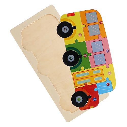 MILISTEN Kinderpuzzle Bus Holzspielzeug Lernspielzeug für Kleinkinder Kognitive Entwicklung Abgerundete Kanten Sicher Kreativ Fördernd von Milisten