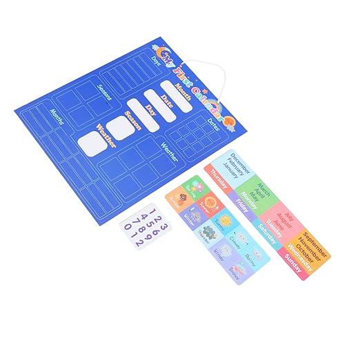 MILISTEN Kognitiver Whiteboard Pädagogisches Lernen Jungs Saison Bildungsdiagramm Wetter- Und Jahreszeitenkalender Planke Kinderspielzeug Kalenderwetter Lernen Hey Eva Blue von Milisten