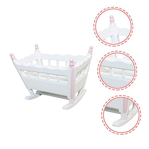 MILISTEN Mini Babybett Puppenhausmöbel Stabile Miniatur Kinderbett für Puppenhaus Kreative Schlafzimmerausstattung Pädagogisches Rollenspiel Zubehör von Milisten