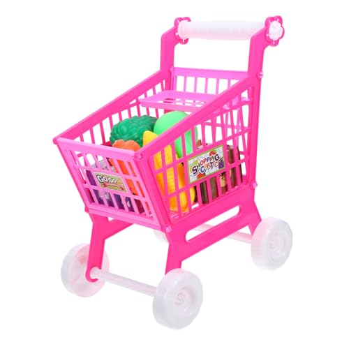 MILISTEN Mini Einkaufswagen für Rosa mit Gemüse Design Fördert Kreativität und Motorische Fähigkeiten Leicht zu Schieben aus Material für Rollenspiele und Lernspielzeug von Milisten