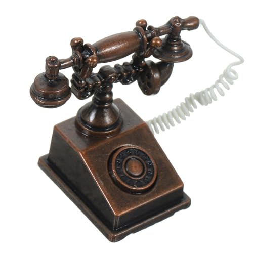 MILISTEN Mini-Retro-Telefon Telefone wählen Antiquität kinderspielzeug Miniatur-Telefonfigur Hausdeko Mini Miniatur-Puppenhaus- Mini- Legierung Brown von Milisten
