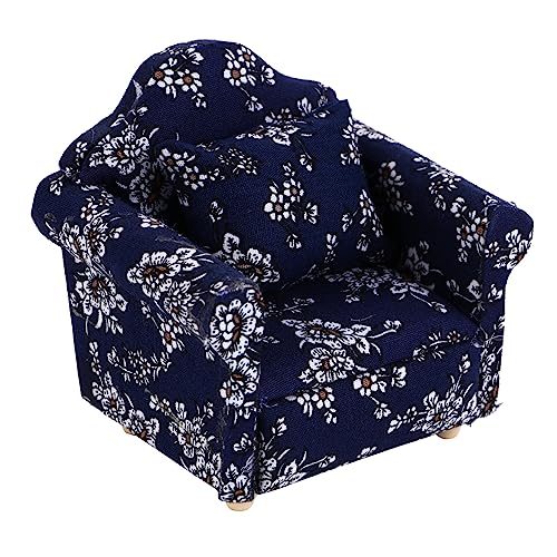 MILISTEN Mini Sofa Modellspielzeug Blaues Blumenmuster Puppenhaus Sofa mit Kissen für Deko für Miniaturmöbel Sammler und Stabil Schlafzimmer und Cafés von Milisten