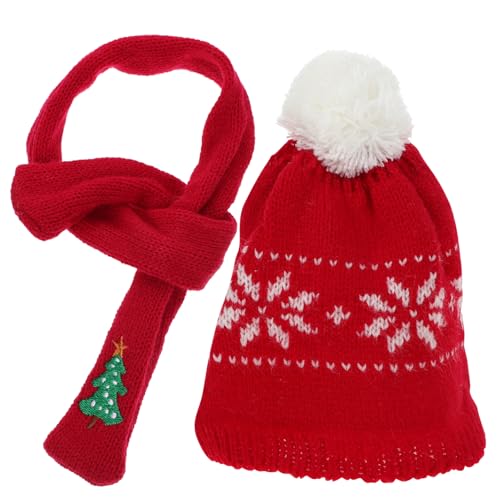 MILISTEN Mini Weihnachtsmütze und Schal Schneemann Deko Rote Weihnachtsmütze mit Schal für Puppen und Flaschen für DIY Weihnachtsdeko und Bastelprojekte von Milisten