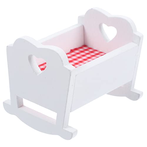 MILISTEN Miniatur Babybett aus Holz Puppenhaus Möbel Dekorative für Puppen Niedliches Mini Bett mit Matratze für Kreative Spielwelten und Kinderzimmer Deko von Milisten