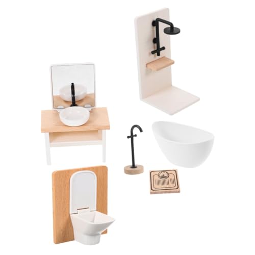 MILISTEN Miniatur Badezimmer für Puppenhaus Teiliges Möbel mit Dusche Waschbecken Toilette Badewanne und Mini für Kreatives Spiel und Fantasievolle Rollenspiele von Milisten