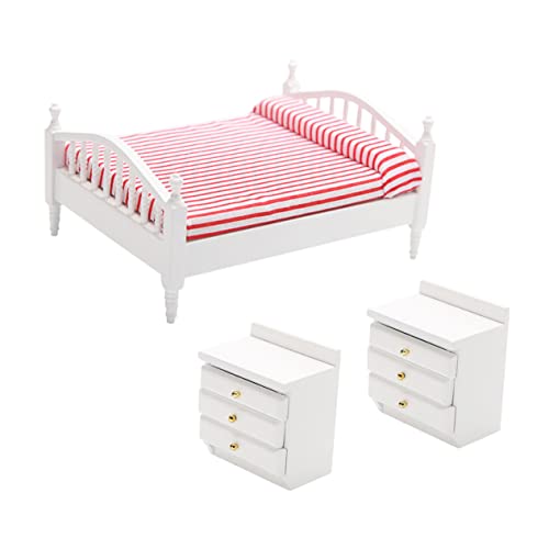 MILISTEN Miniatur Doppelbett mit Nachttischen für Puppenhäuser und Kreatives MILISTEN Miniatur Doppelbett mit Nachttischen für Puppenhäuser und Kreatives von Milisten