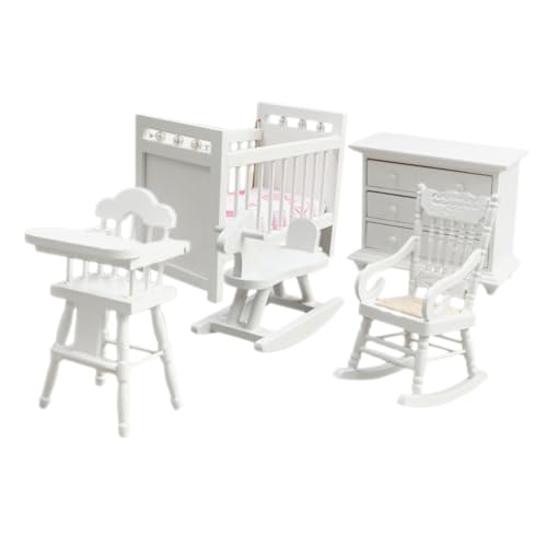 MILISTEN Miniatur Möbelset Puppenhaus Zubehör Weiß Kinderzimmer Möbel Dekoration Detailgetreue Miniaturmöbel für Puppenhaus Szenen Geschenkset für Geburtstag und Weihnachten von Milisten