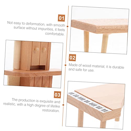 MILISTEN Miniatur Puppenhaus Möbel Teilig Holz Wohnzimmer mit Piano Uhr Bücherregal Stühle Tische für Puppenhaus Zubehör und Mini Instrumente von Milisten