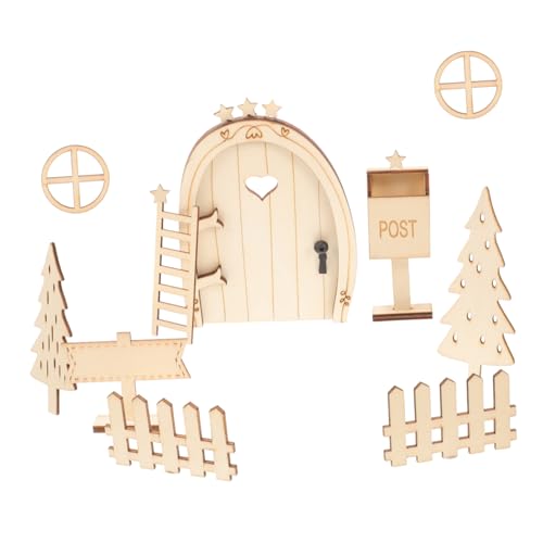 MILISTEN Miniatur Weihnachtsdeko Puppenhaus Set aus Langlebige Mini Fairy Tür für DIY Basteln Fein Verarbeitetes Mini Zubehör für Puppenhaus und Weihnachtslandschaft Robust und Formstabil von Milisten